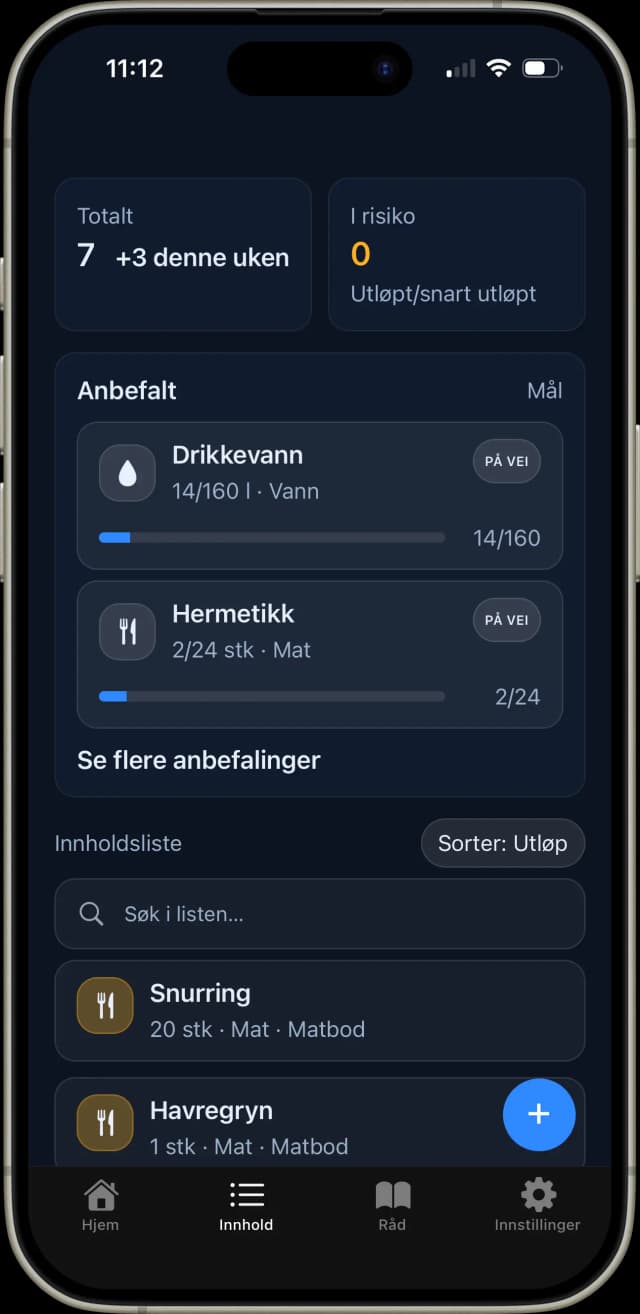 Min Beredskap app – utforsk-skjermen