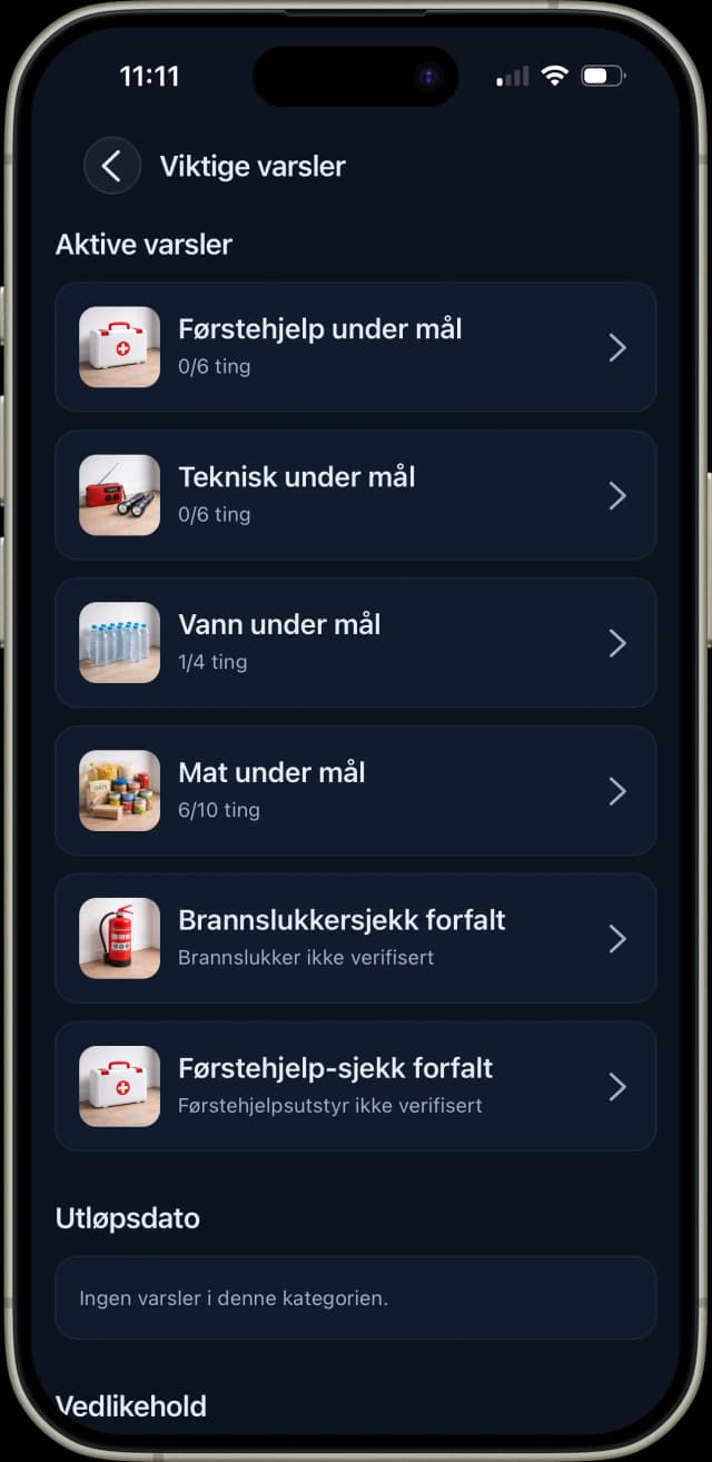 Min Beredskap app – varsler